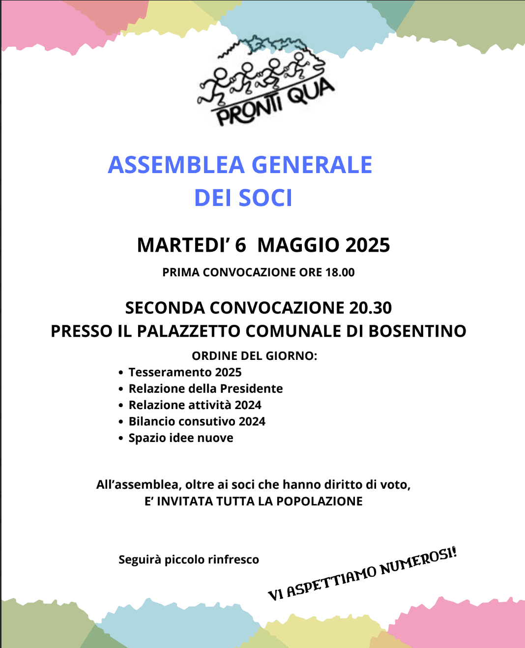 Assemblea Generale dei Soci 2025: Un momento di incontro e condivisione per Pronti Qua ODV