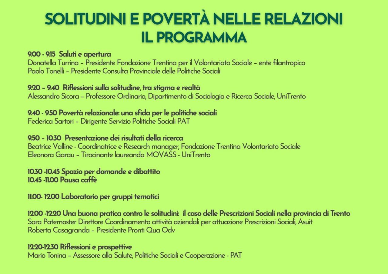 Solitudini e relazioni: Pronti Qua alla mattinata promossa dalla Fondazione Trentina per il Volontariato Sociale